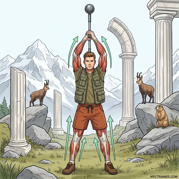Mace squat to press